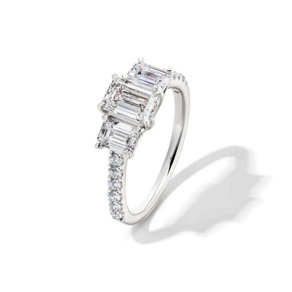 Lab Grown Diamond Emerald-Cut Three Stone Ring in 14K White Gold (2 ct. tw.) – Image 4 of 5