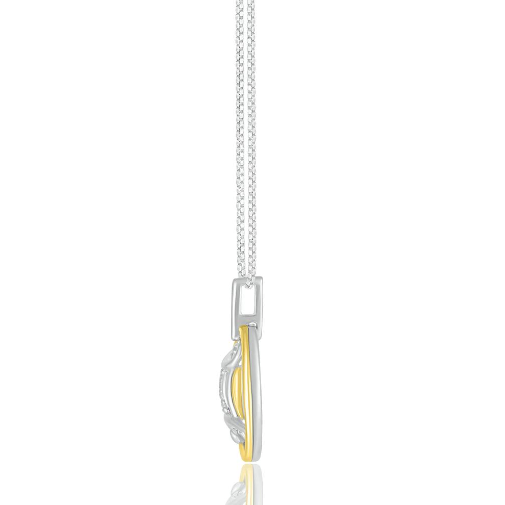 Diamond Accent Gemini Disc Pendant in Sterling Silver and 10K Yellow Gold  – Image 2 of 3