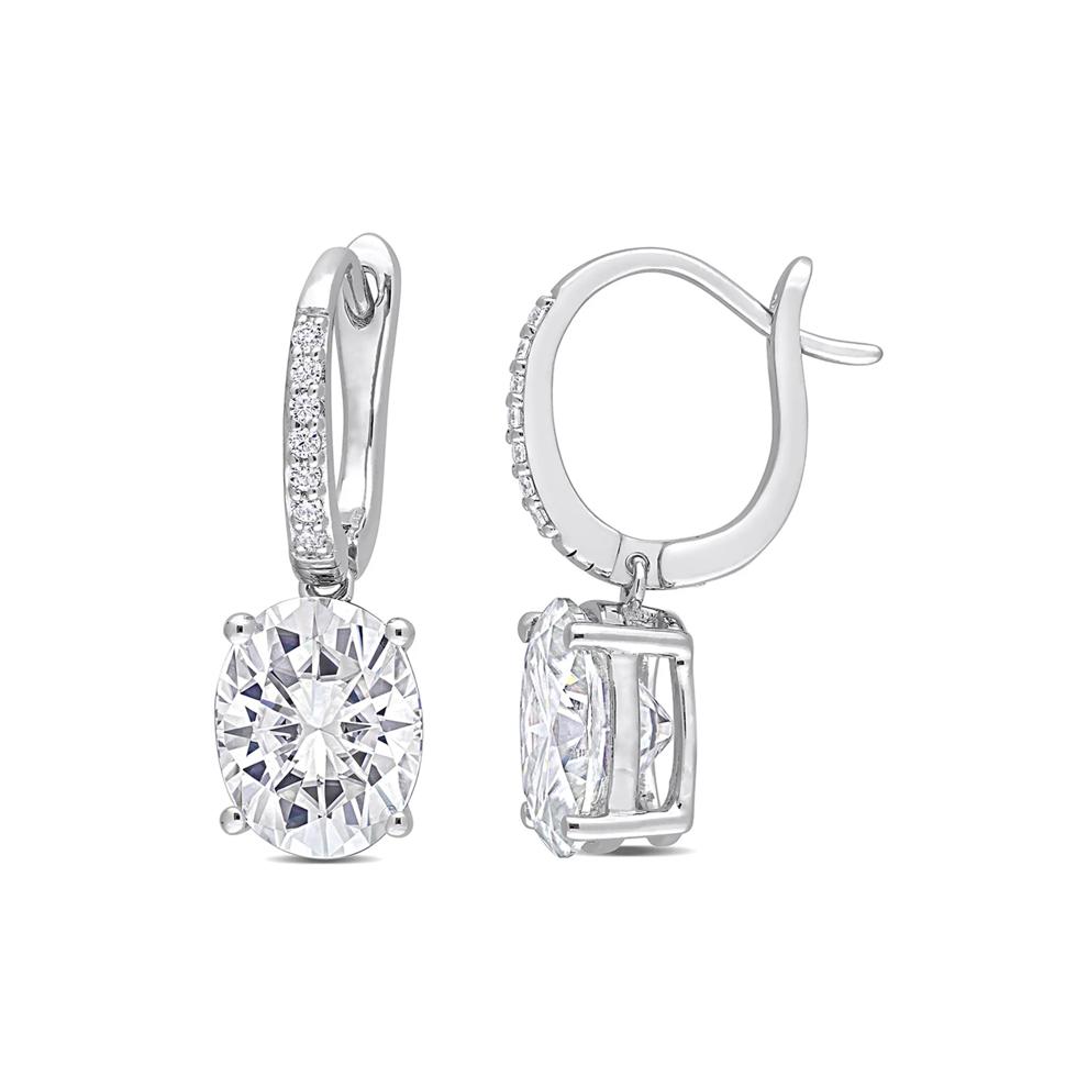 Moissanite Drop Earrings with Oval Stones in Sterling Silver (6 1/10 ct. dew) – Image 1 of 4
