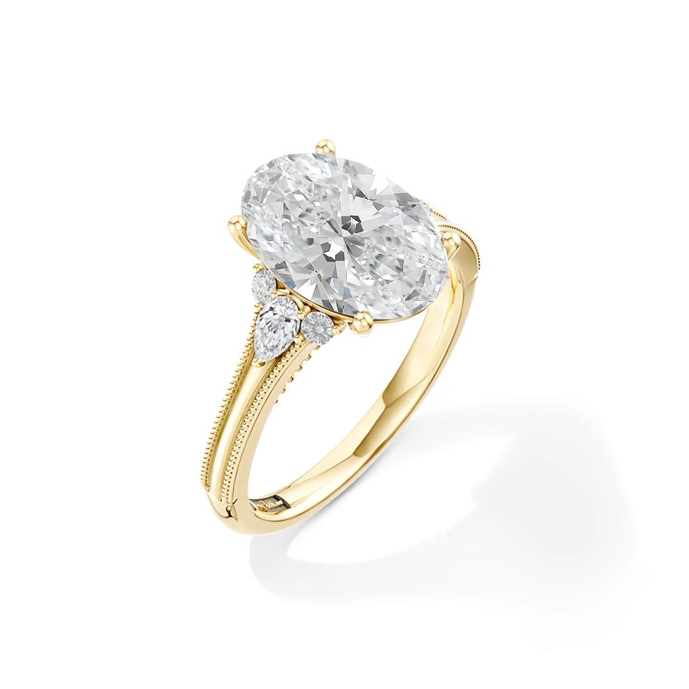 Gia Lab Grown Diamond Oval Center Engagement Ring in 18K Yellow Gold (3 1/4 ct. tw.) – Image 2 of 4