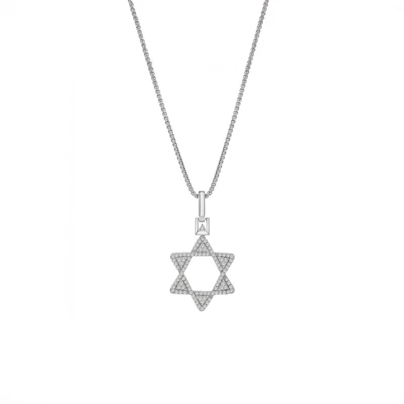 Men&#39;s Diamond Star of David Pendant in Sterling Silver &#40;1/2 ct. tw.&#41; – Image 1 of 4