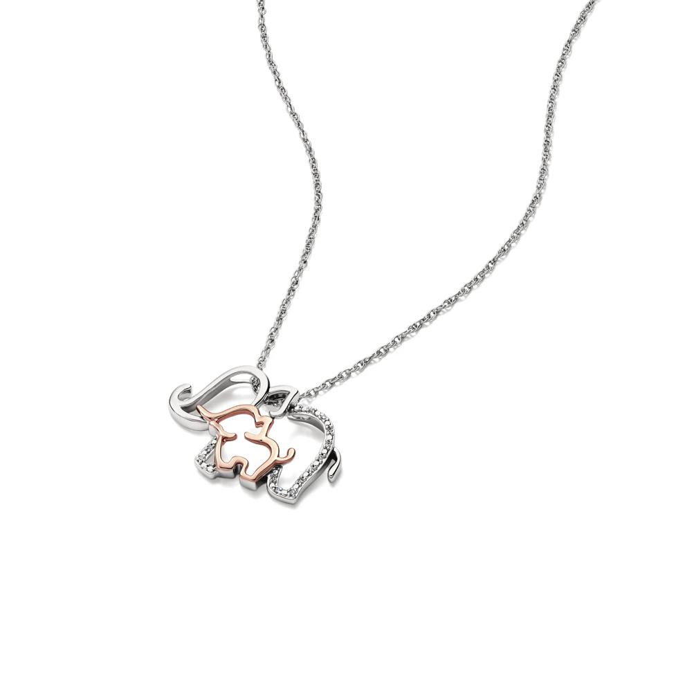 Diamond Elephant Necklace in Sterling Silver – Image 4 of 4