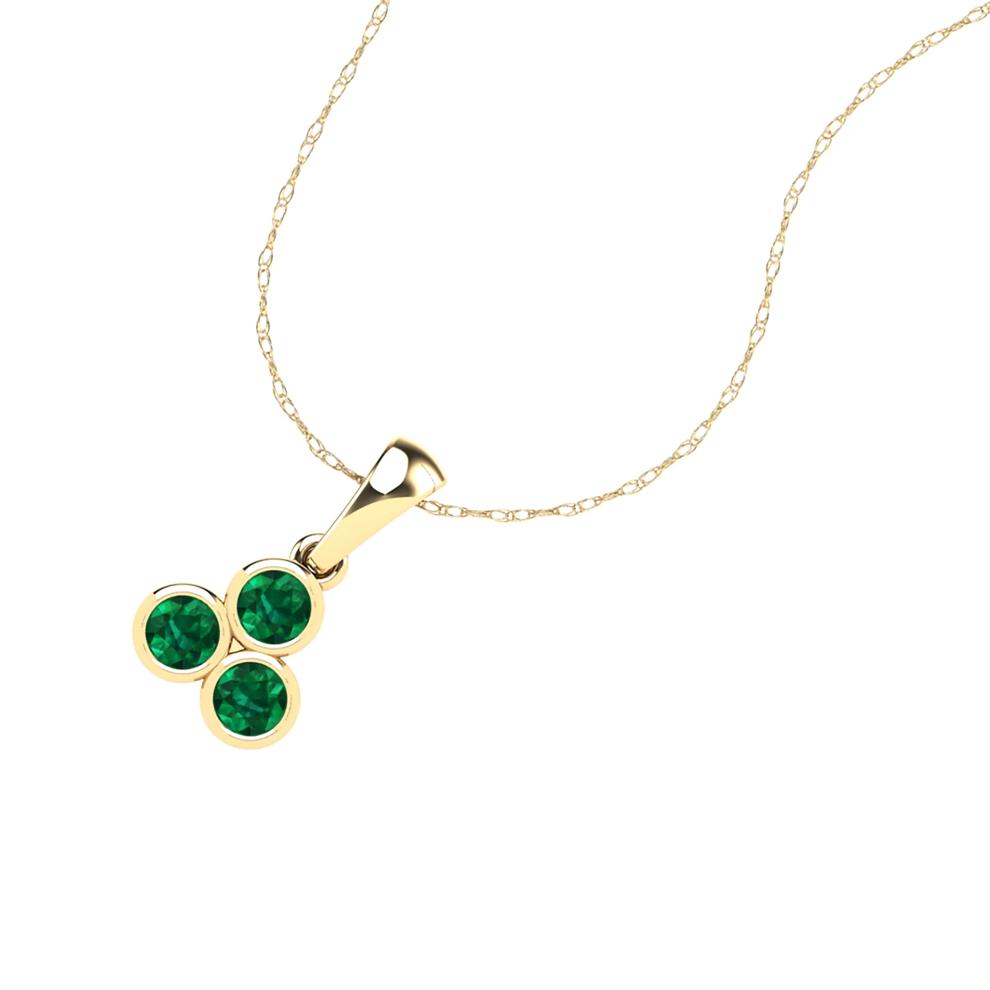 Emerald Three-Stone Pendant Necklace in 14K Yellow Gold – Image 4 of 4