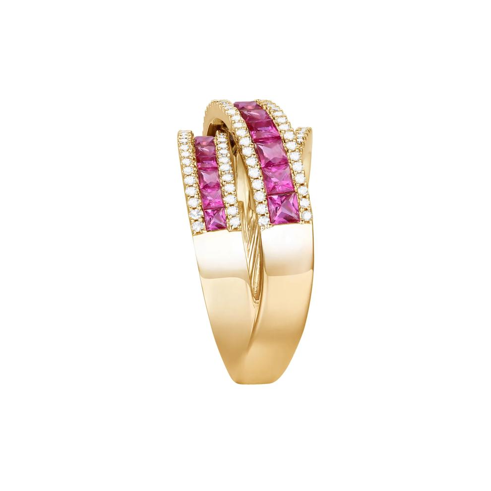 Ruby and Diamond Crossover Ring in 10K Yellow Gold (1/2 ct. tw.) – Image 3 of 3