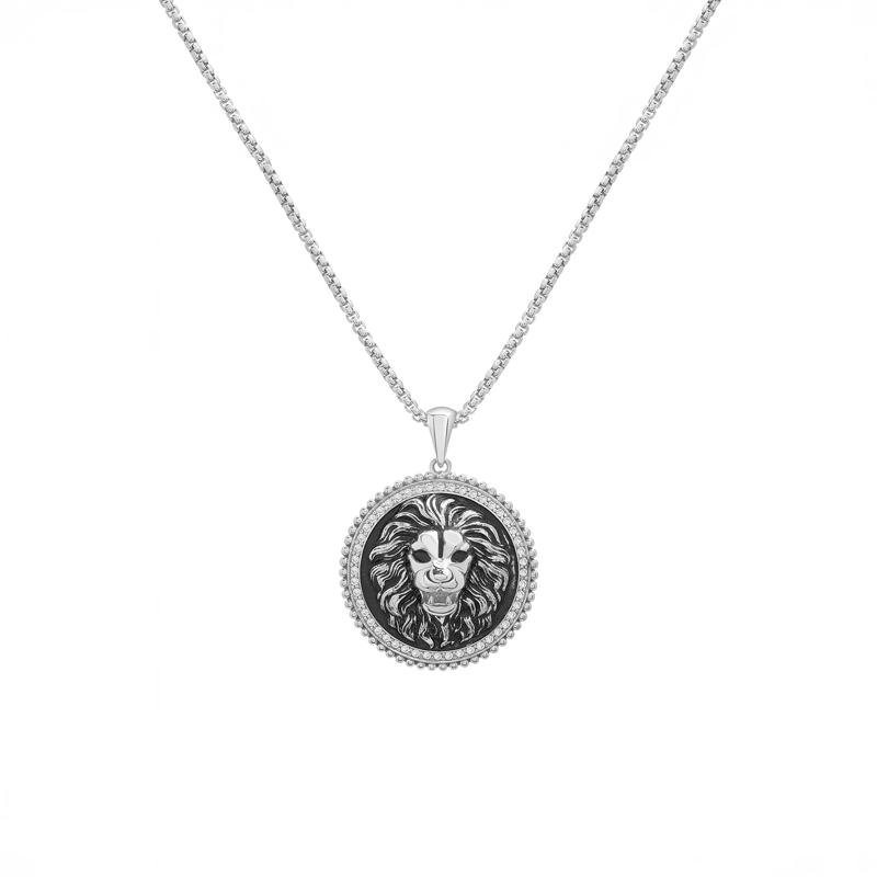 Men&#39;s Lion Head Diamond Pendant in Sterling Silver &#40;1/4 ct. tw.&#41; – Image 1 of 4