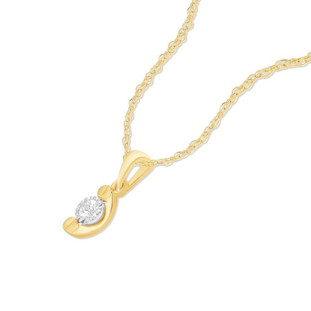Diamond Faux Marquise Pendant in 10K Yellow Gold (1/10 ct. tw.) – Image 4 of 4