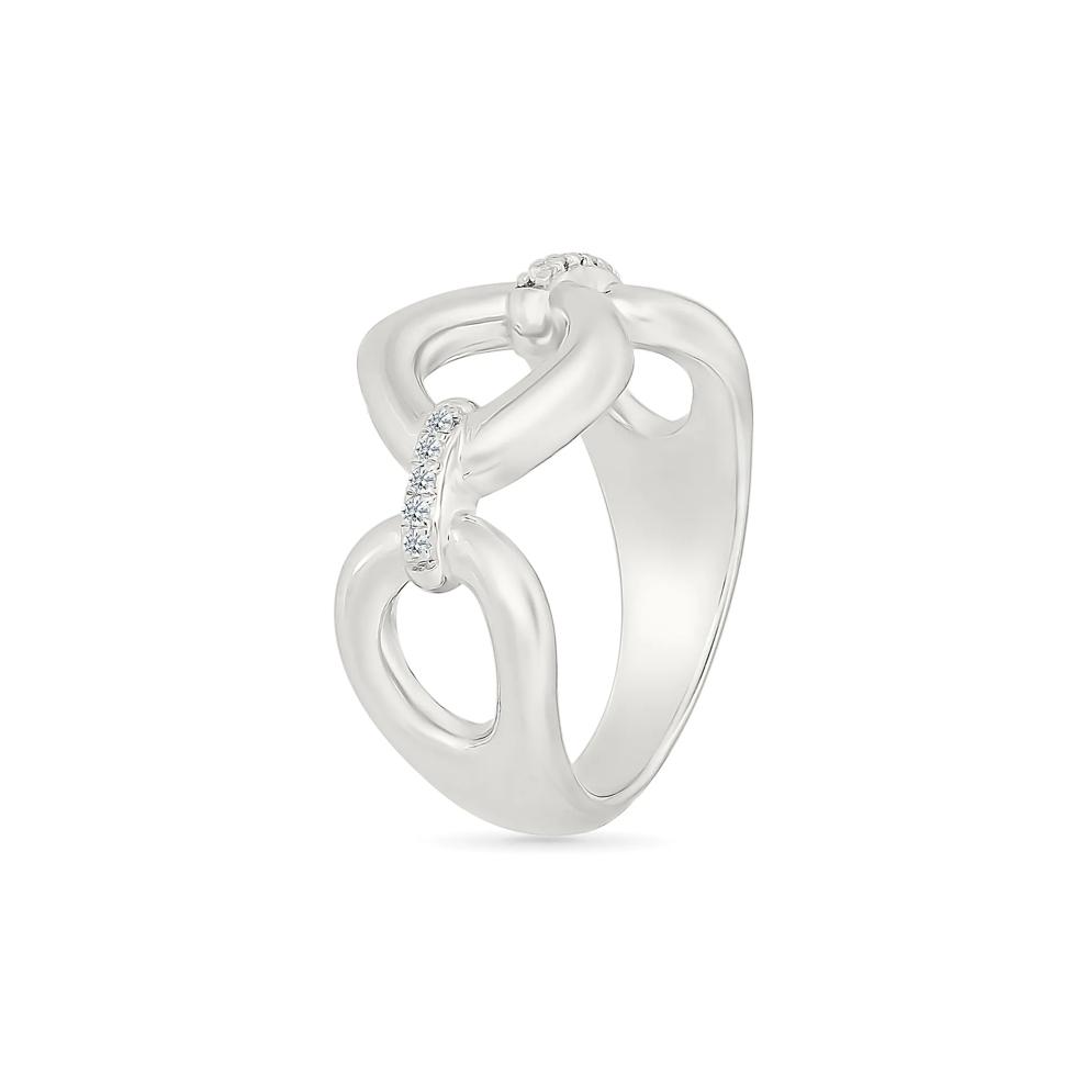 Diamond Accent Link Ring in Sterling Silver – Image 5 of 5
