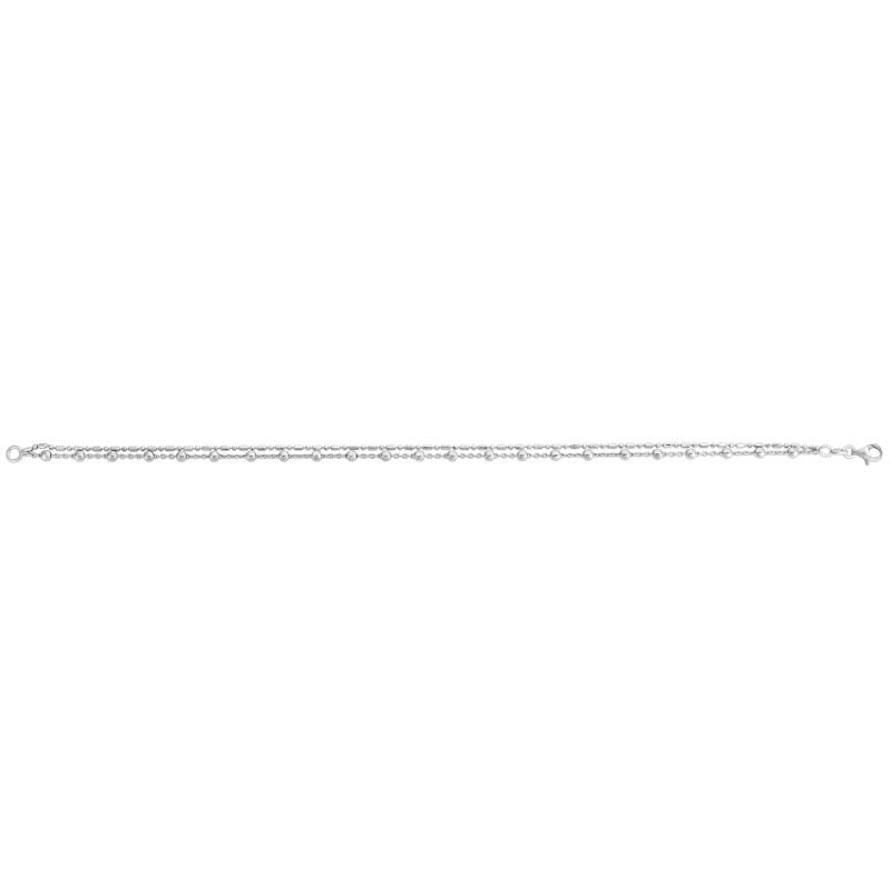 Double-Strand Bead Anklet in Sterling Silver, 10&rdquo; – Image 2 of 2