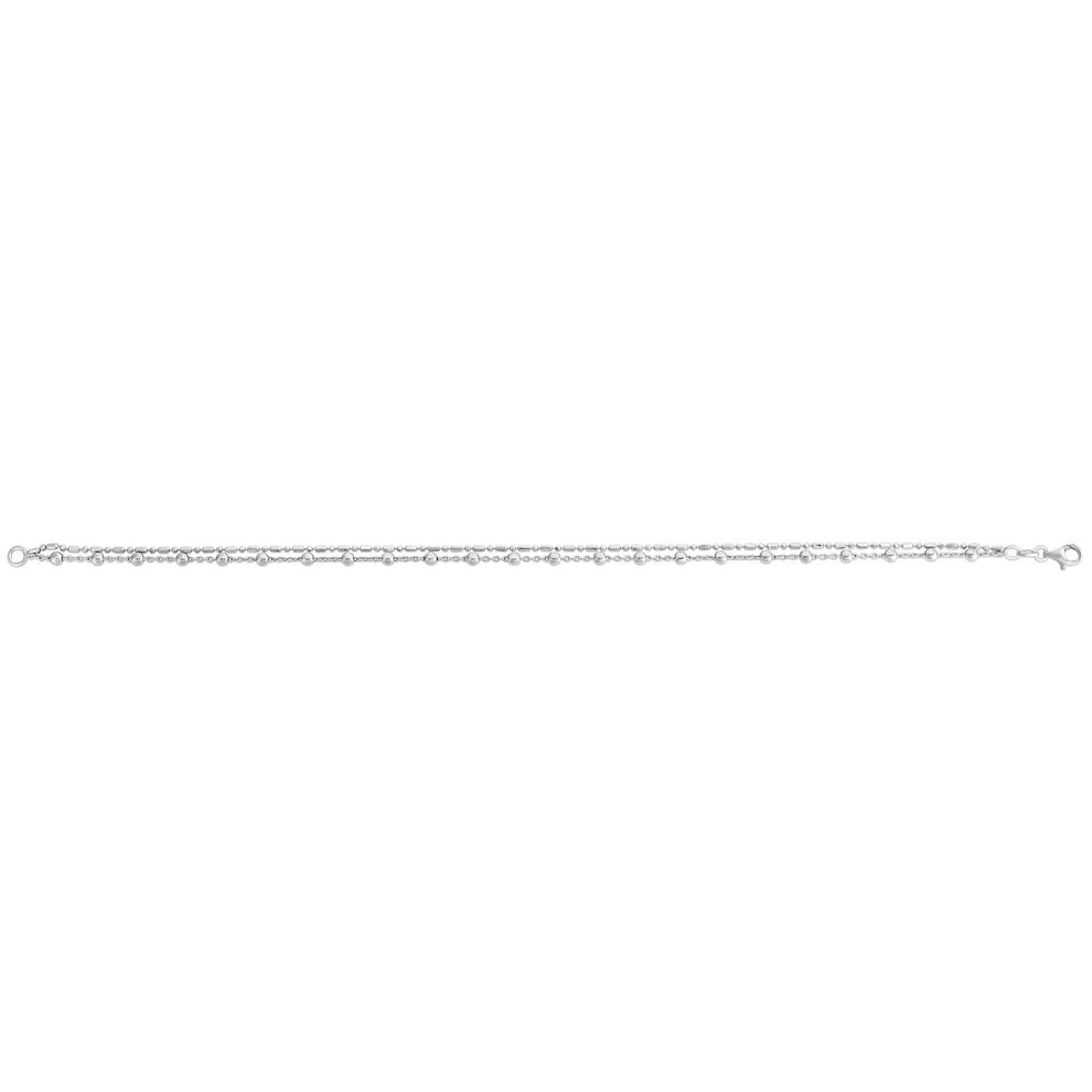 Double-Strand Bead Anklet in Sterling Silver, 10&rdquo; – Image 2 of 2