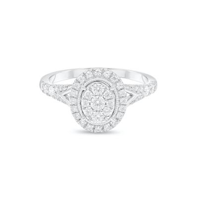 Diamond Oval Composite Engagement Ring in 10K White Gold (1/2 ct. tw.)