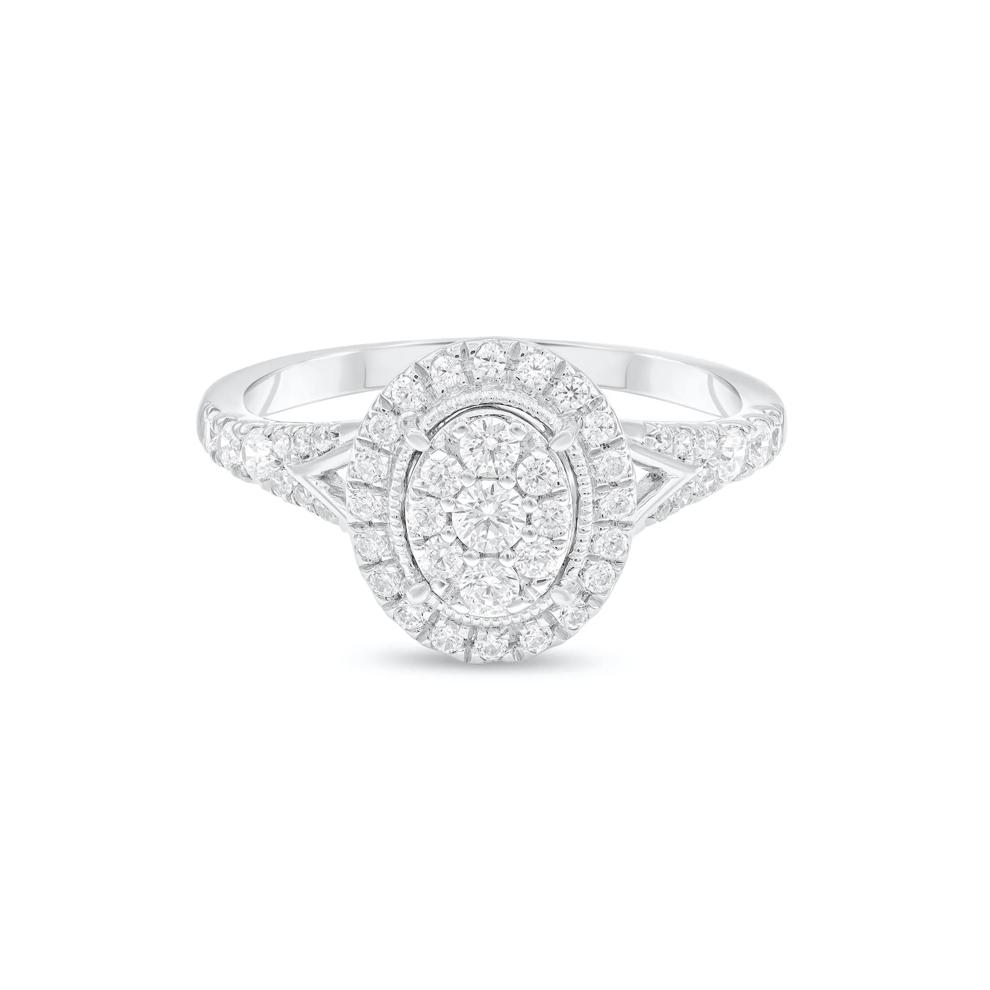 Diamond Oval Composite Engagement Ring in 10K White Gold (1/2 ct. tw.) – Image 1 of 4