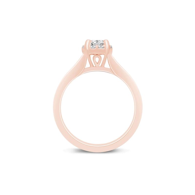 Round Diamond Engagement Ring with Channel-Set Diamond Band in 14K Rose Gold &#40;7/8 ct. tw.&#41; – Image 2 of 3