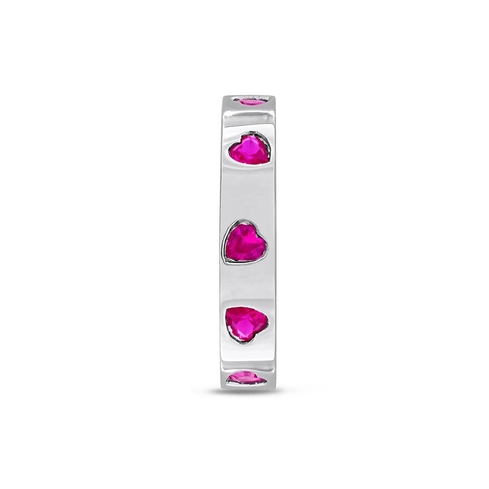 Heart-Shaped Lab-Created Ruby Eternity Band in Sterling Silver – Image 3 of 7