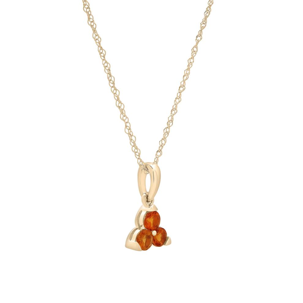 Citrine Three-Stone Triangle Birthstone Pendant in 10K Yellow Gold – Image 4 of 4
