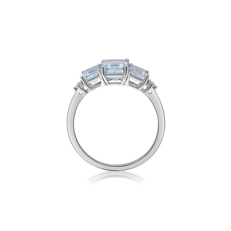 Aquamarine and Diamond Accent Ring in 10K White Gold – Image 2 of 5