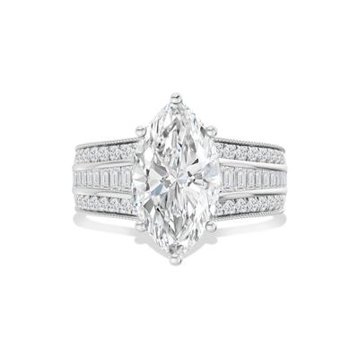 Lab Grown Diamond Marquise Center Engagement Ring in 14K Gold