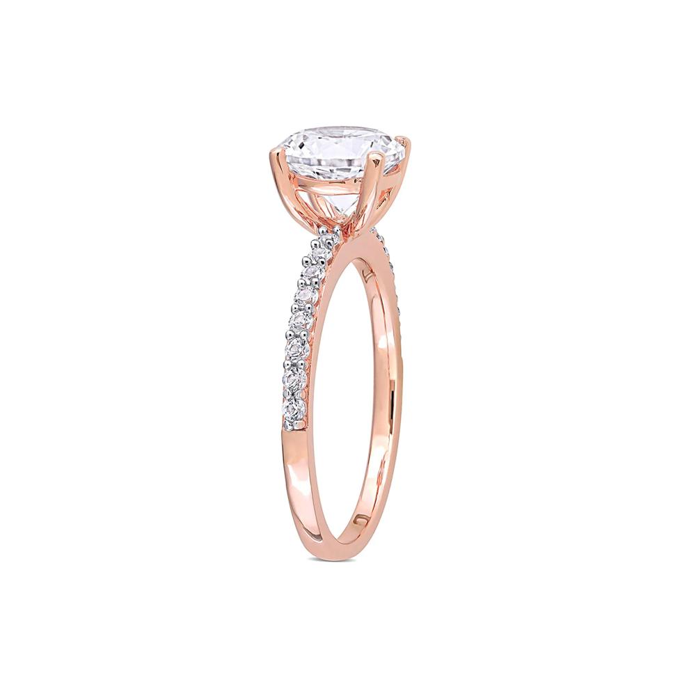 Lab Created White Sapphire Ring with Pav&eacute; Band in 10K Rose Gold (2 3/4 ct. tw.) – Image 3 of 5