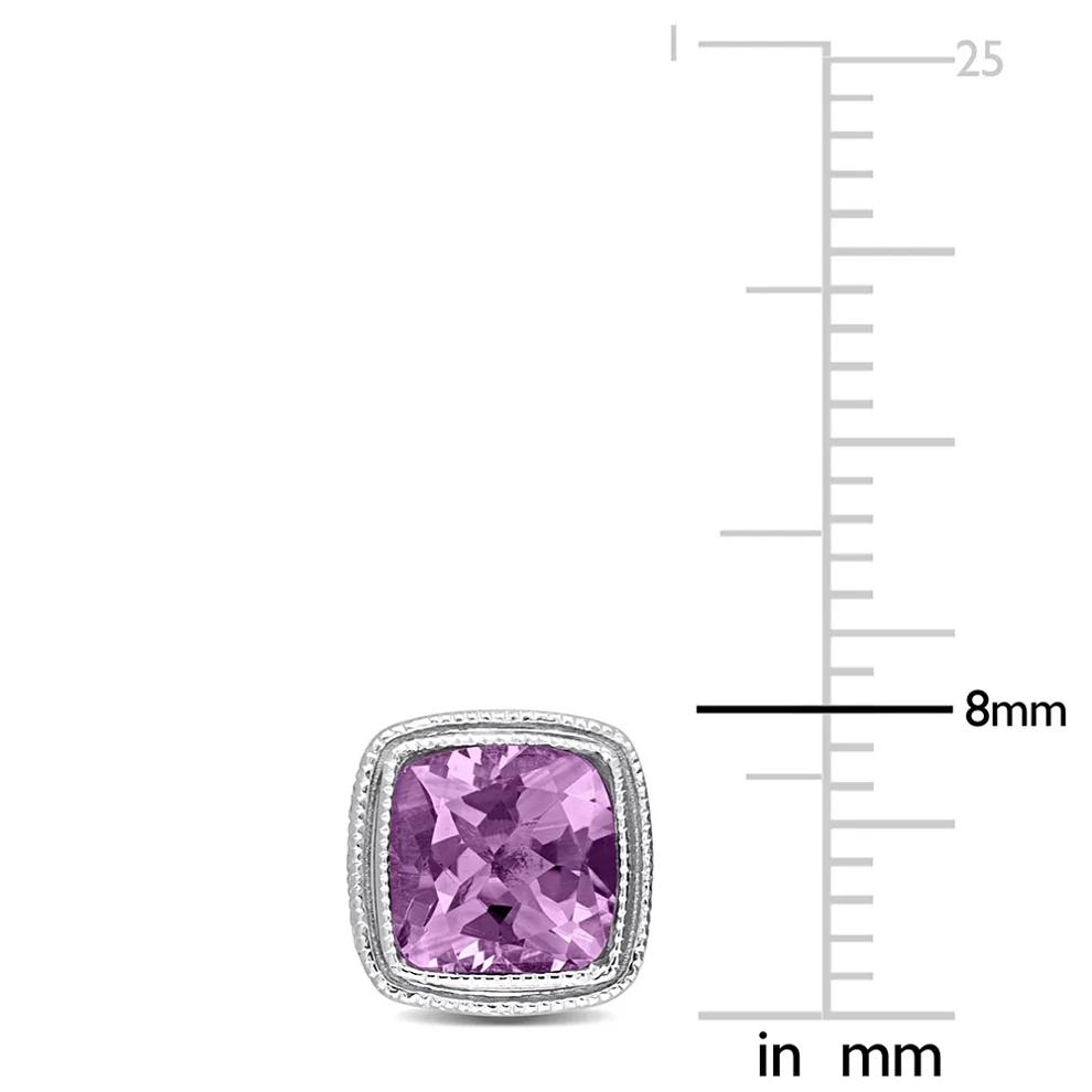 Cushion-shaped Amethyst Earrings in Sterling Silver – Image 2 of 3