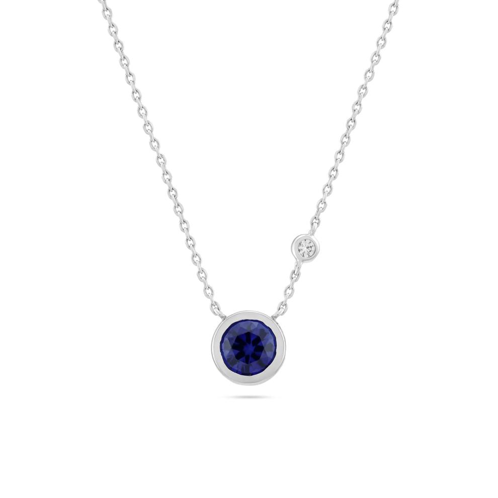 Lab-Created Blue Sapphire &amp; Lab-Created White Sapphire Pendant Necklace in Sterling Silver – Image 1 of 4