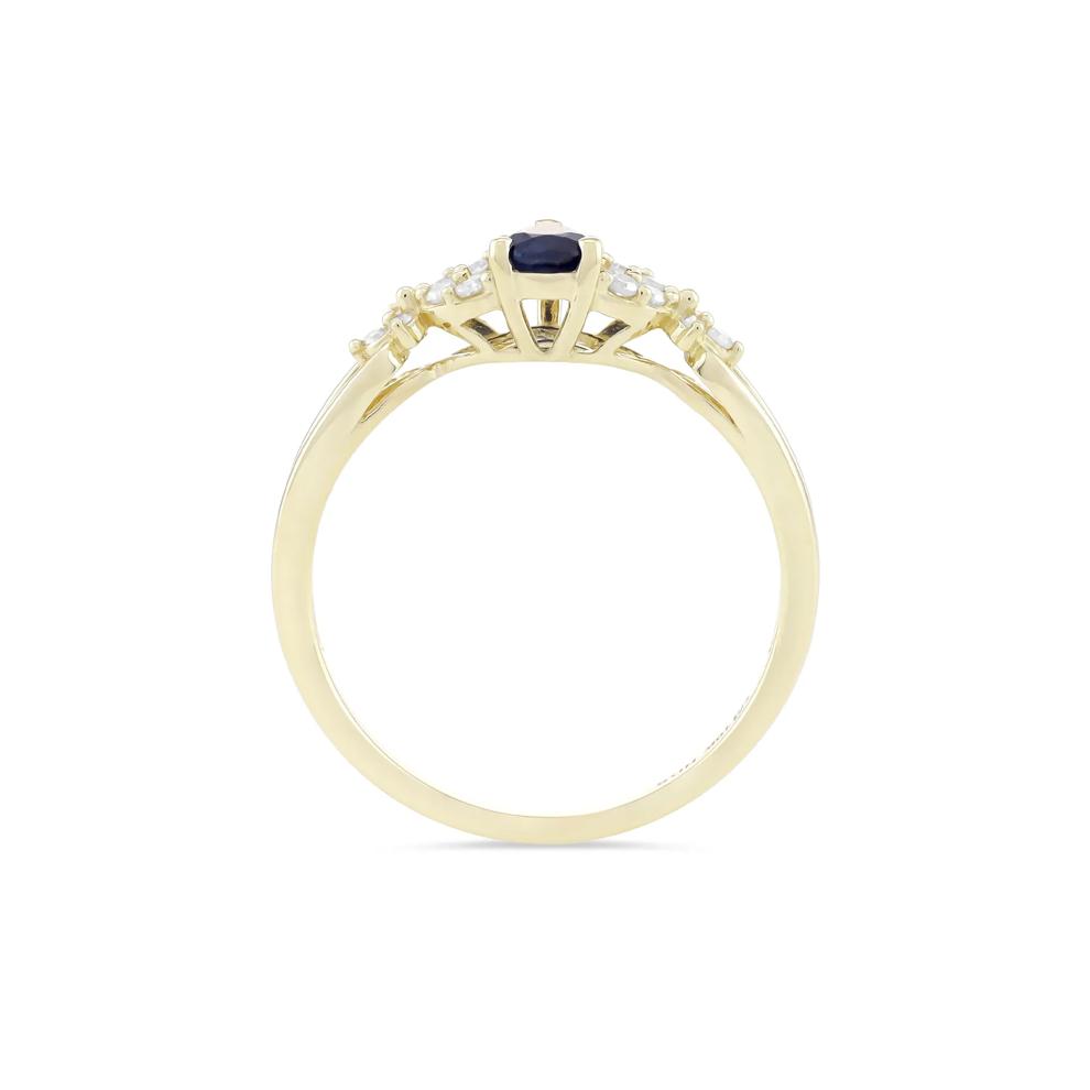 Blue Sapphire &amp; Diamond Ring in 10K Yellow Gold (1/10 ct. tw.) – Image 2 of 4