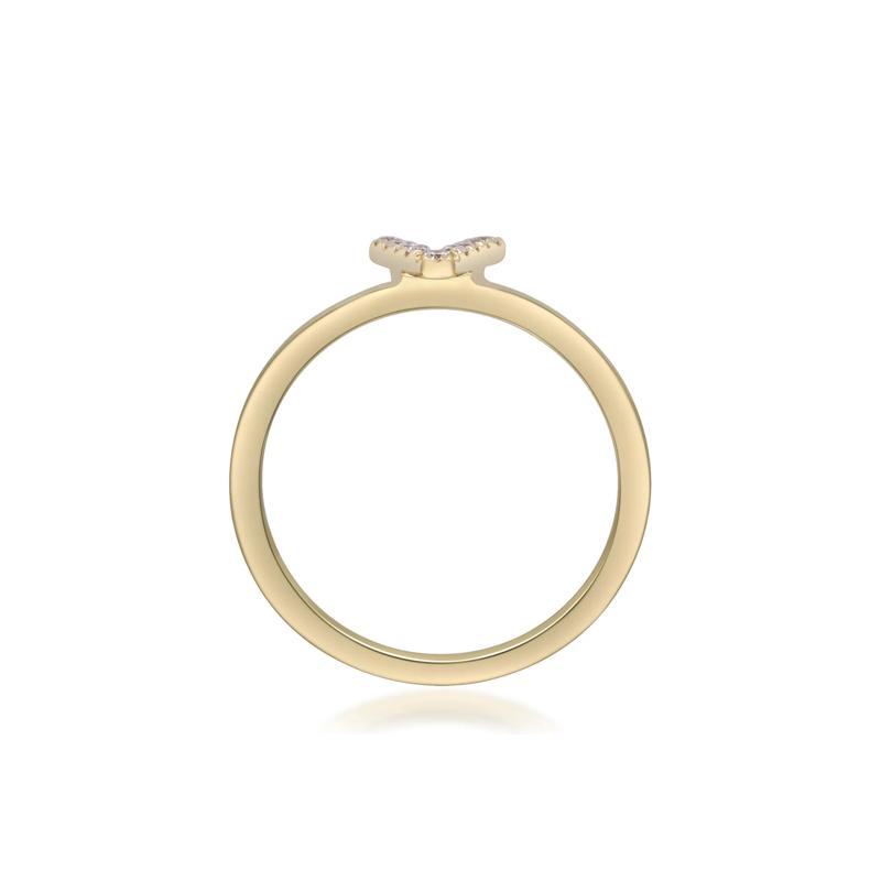 Diamond Accent &quot;V&quot; Initial Ring in 10K Yellow Gold – Image 2 of 5