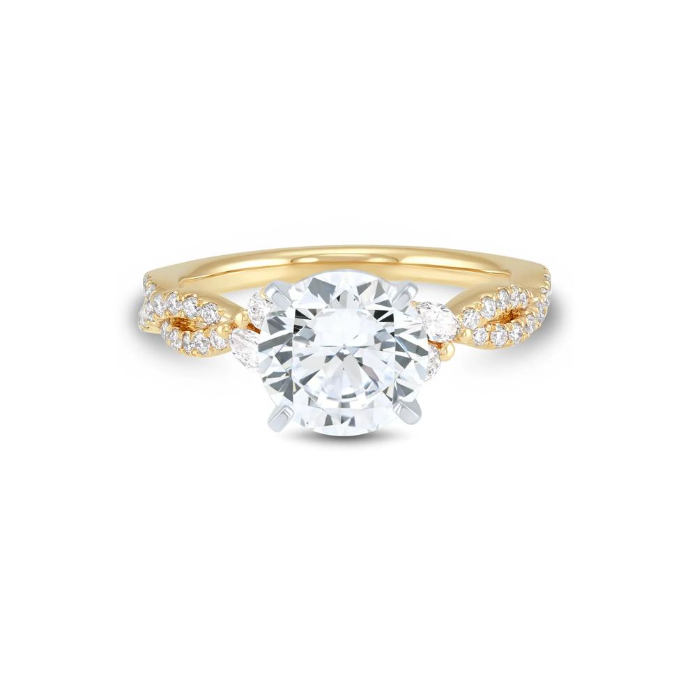 Lab Grown Diamond Marquise and Round Semi-Mount in 14K Yellow &amp; White (3/8 ct. tw.) (Setting Only) – Image 2 of 6