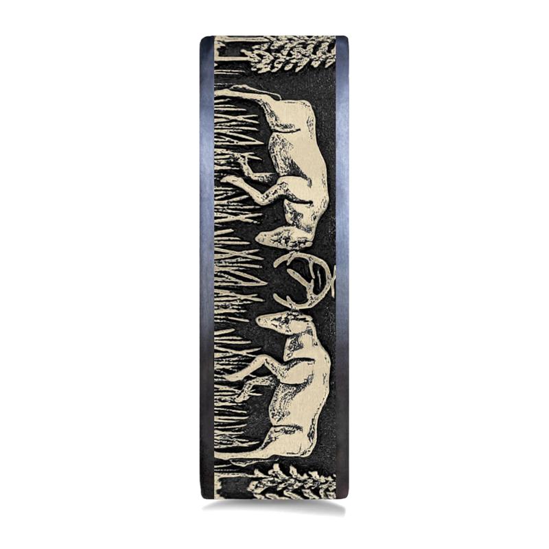 Men&rsquo;s Deer Fight Wedding Band, 7.5MM  – Image 3 of 3