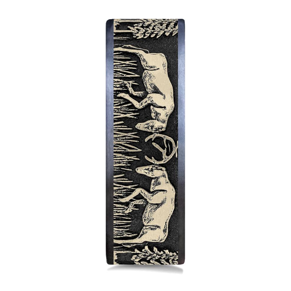 Men&rsquo;s Deer Fight Wedding Band, 7.5MM  – Image 3 of 3