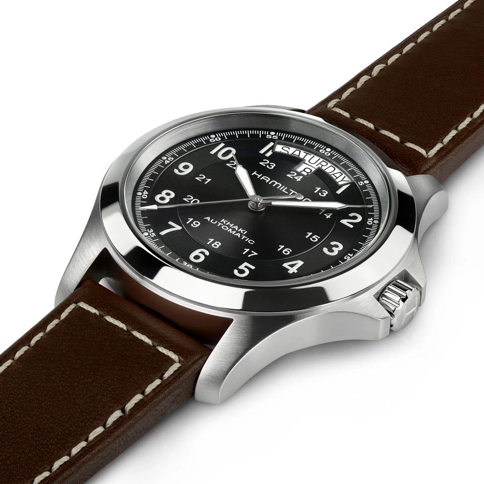Khaki Field King Auto Watch with Brown Leather Strap – Image 3 of 3