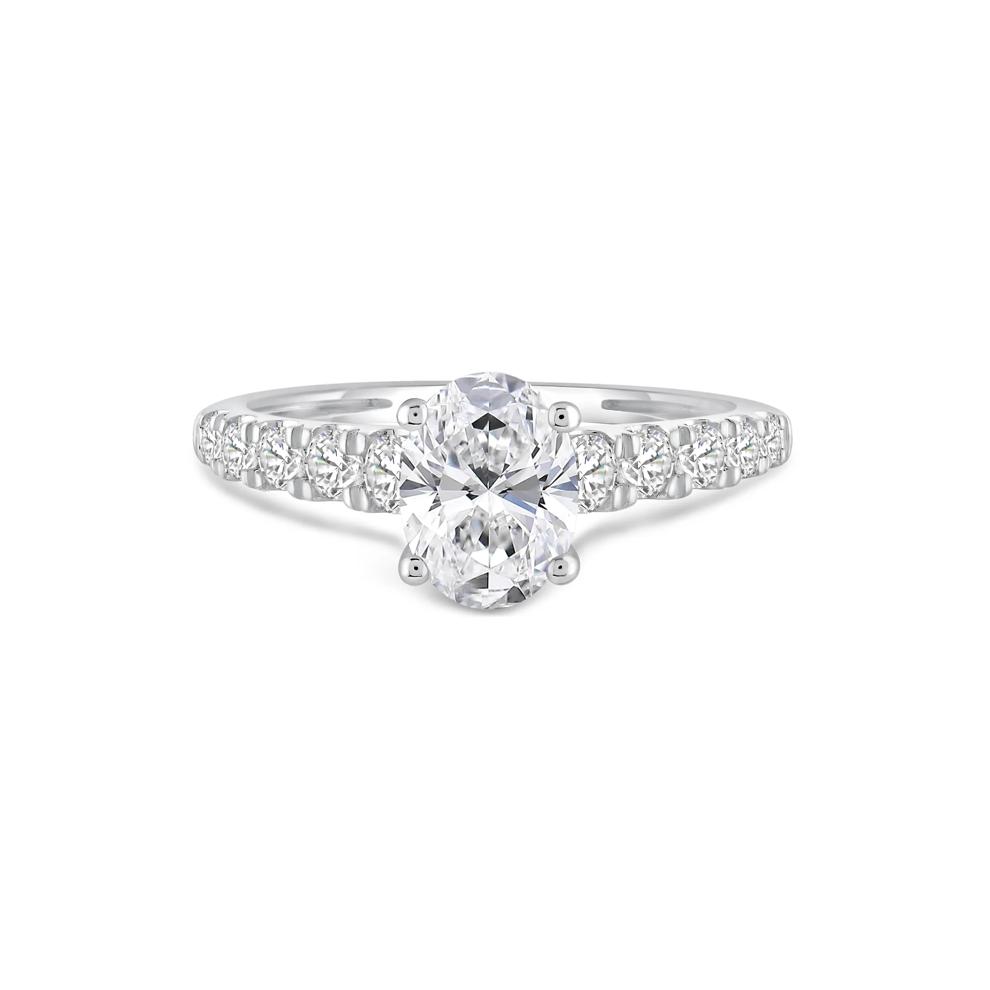 Lab Grown Diamond Oval Center Engagement Ring in 14K White Gold (1 1/2 ct. tw.) – Image 1 of 4