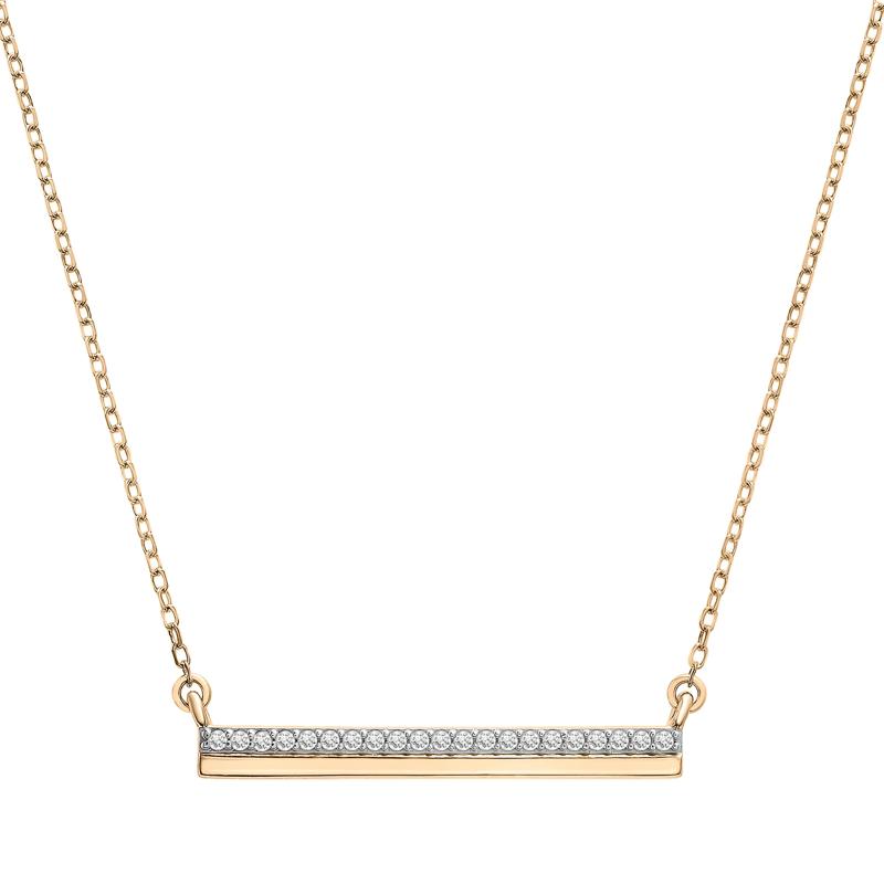 Diamond Horizontal Bar Necklace in 14K Yellow Gold &#40;1/10 ct. tw.&#41; – Image 1 of 6