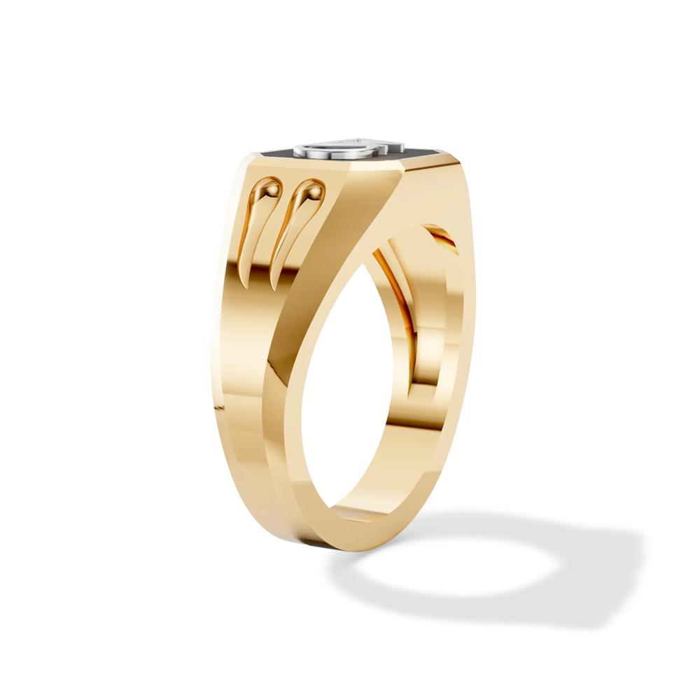 Men's Onyx OW Design Signet Ring in Sterling Silver – Image 3 of 8