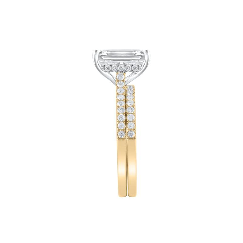 Lab Grown Diamond Emerald-Cut Wedding Set in 14K Yellow Gold (3 &frac12; ct. tw.) – Image 3 of 3