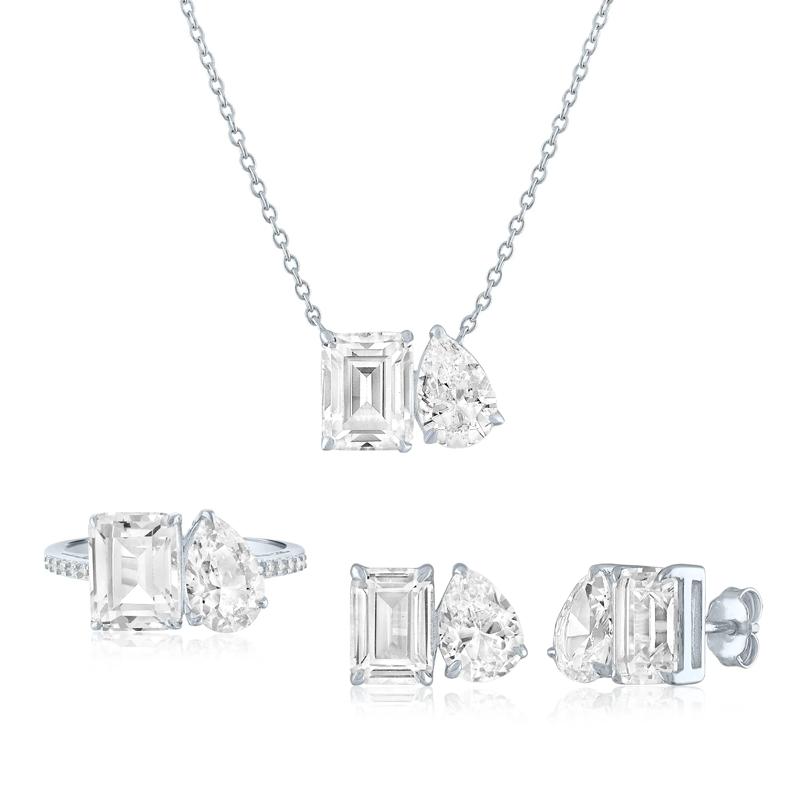 Toi et Moi Lab-Created White Sapphire Box Set in Sterling Silver – Image 1 of 2