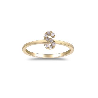 Diamond Accent "S" Initial Ring in 10K Yellow Gold