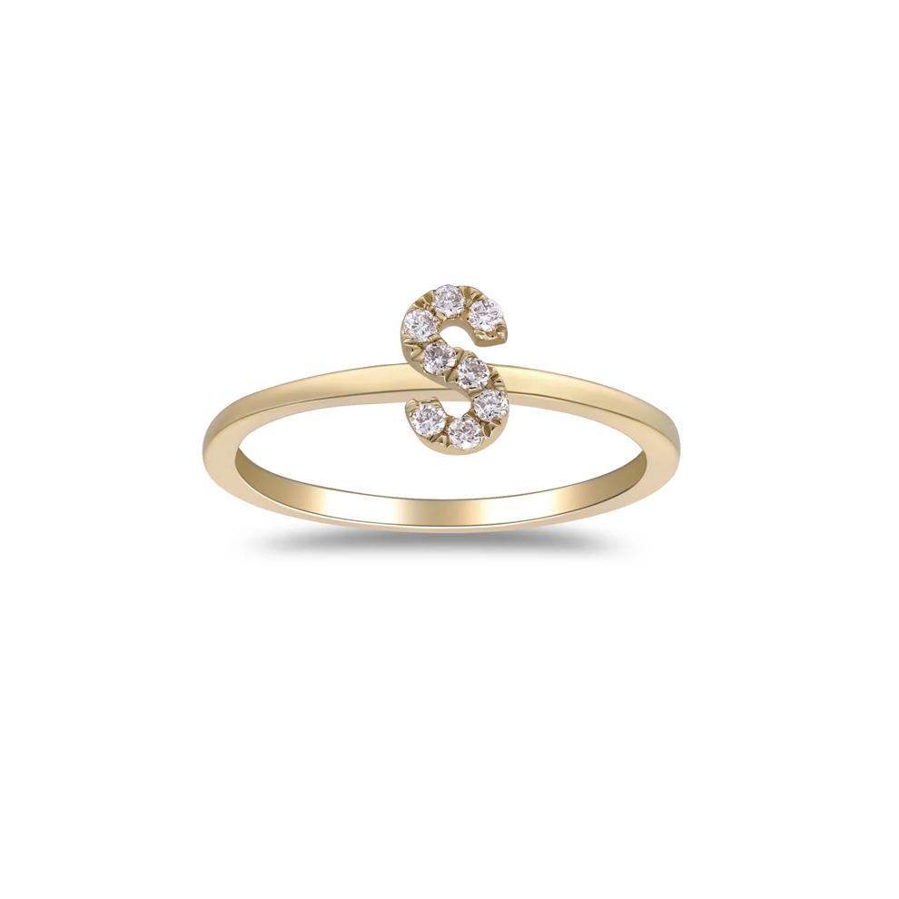 Diamond Accent "S" Initial Ring in 10K Yellow Gold – Image 1 of 5
