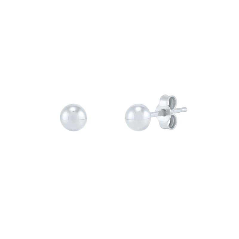 Polished Half Ball Stud Earrings in 14K White Gold, 4MM – Image 1 of 1