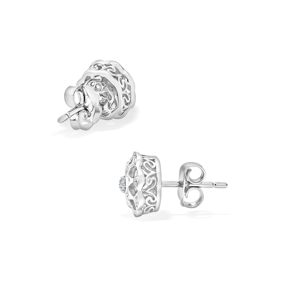 Diamond Flower Earrings in Sterling Silver – Image 2 of 3