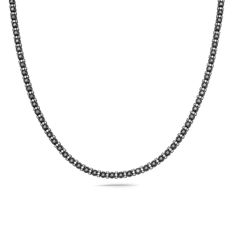 Men's Black &amp; White Diamond Eternity Necklace in Sterling Silver (8 ct. tw.) – Image 1 of 4