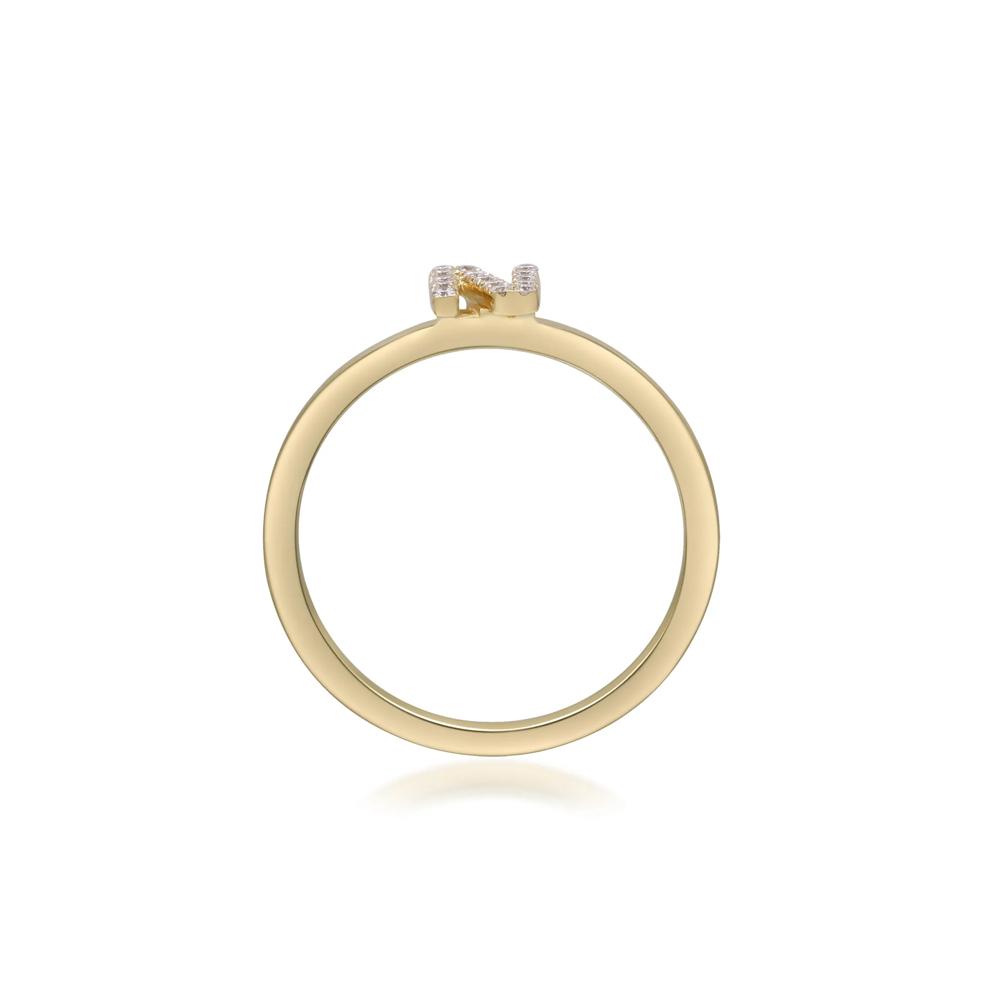 Diamond Accent "N" Initial Ring in 10K Yellow Gold – Image 2 of 5