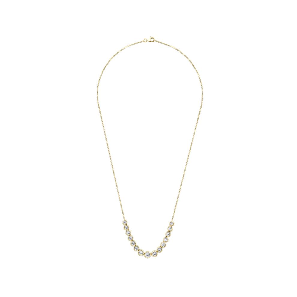 Lab Grown Diamond Graduated Bezel Front Necklace in 14K Yellow Gold (3 ct. tw.) – Image 2 of 4