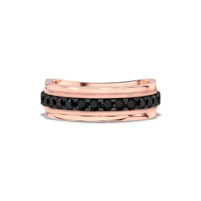 Men's Black Diamond Band in 10K Rose Gold (1 ct. tw.)