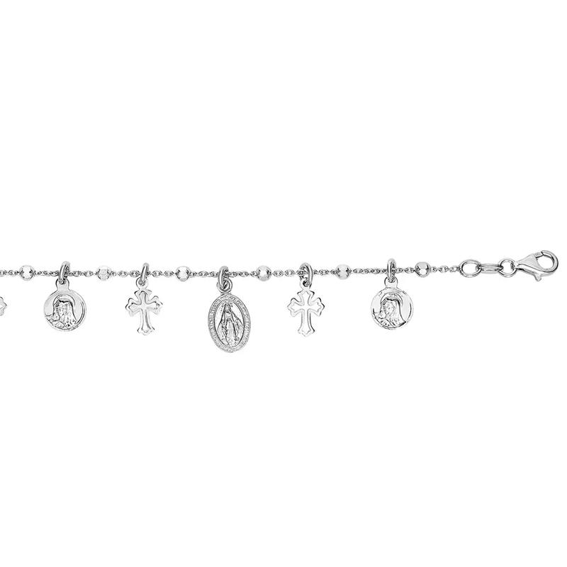 Faith Charm Bracelet in Sterling Silver, 7.25&quot; – Image 2 of 2