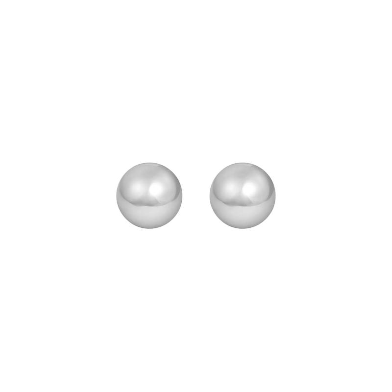 Polished Ball Stud Earrings in 14K White Gold, 8MM – Image 2 of 2