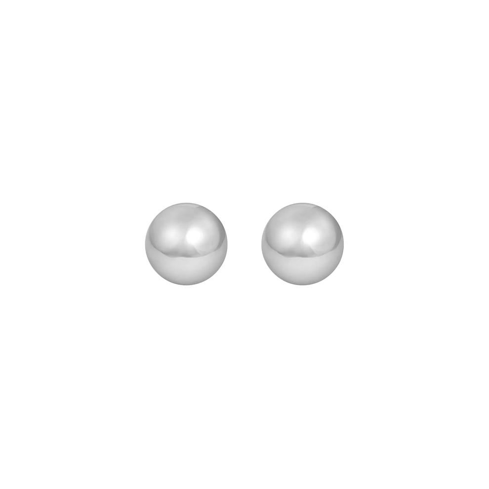 Polished Ball Stud Earrings in 14K White Gold, 8MM – Image 2 of 2