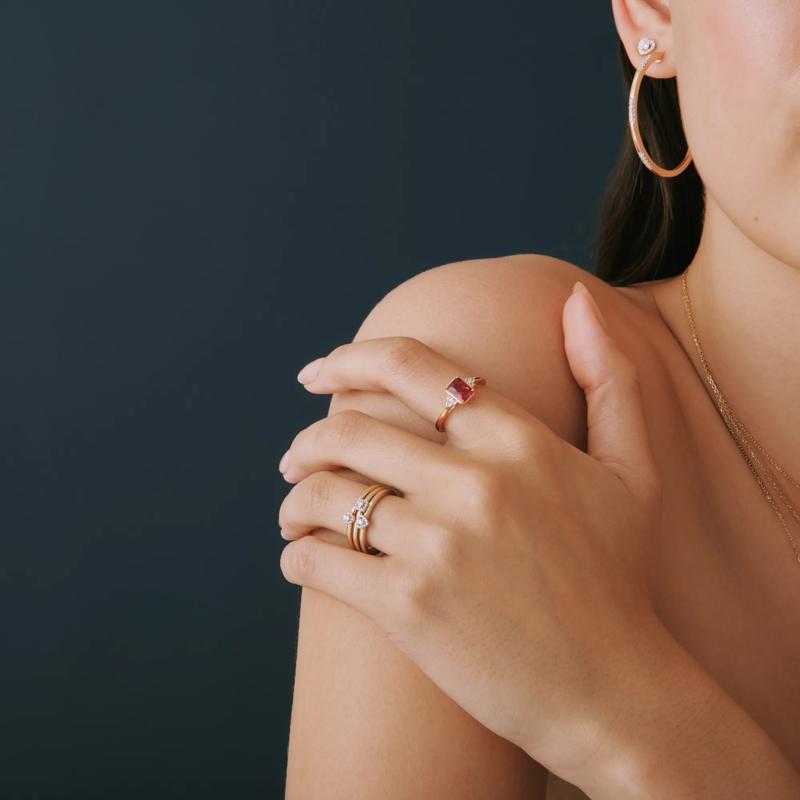 Lab-Created Ruby and Lab- Created White Sapphire Ring in Vermeil – Image 6 of 7