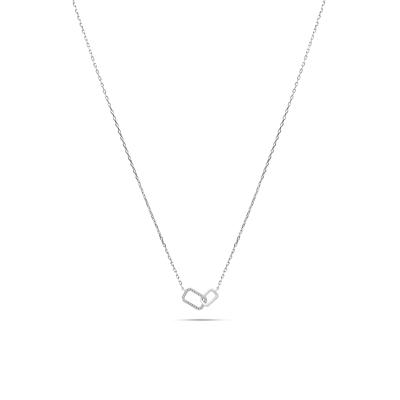 Diamond Interlocking Rectangle Pendant Necklace in 10K White Gold (1/8 ct. tw.)