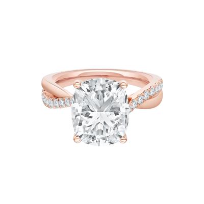 Lab Grown Diamond Elongated Cushion Engagement Ring in 14K Rose Gold (4 ct. tw.)