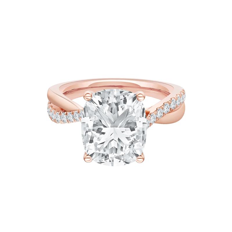 Lab Grown Diamond Elongated Cushion Engagement Ring in 14K Rose Gold (4 ct. tw.) – Image 1 of 4