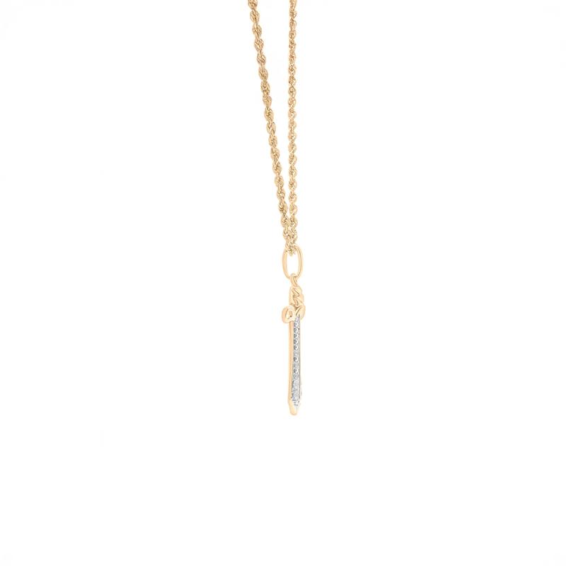 Men&#39;s Diamond Sword Pendant Necklace in 10K Yellow Gold &#40;1/4 ct. tw.&#41; – Image 2 of 4
